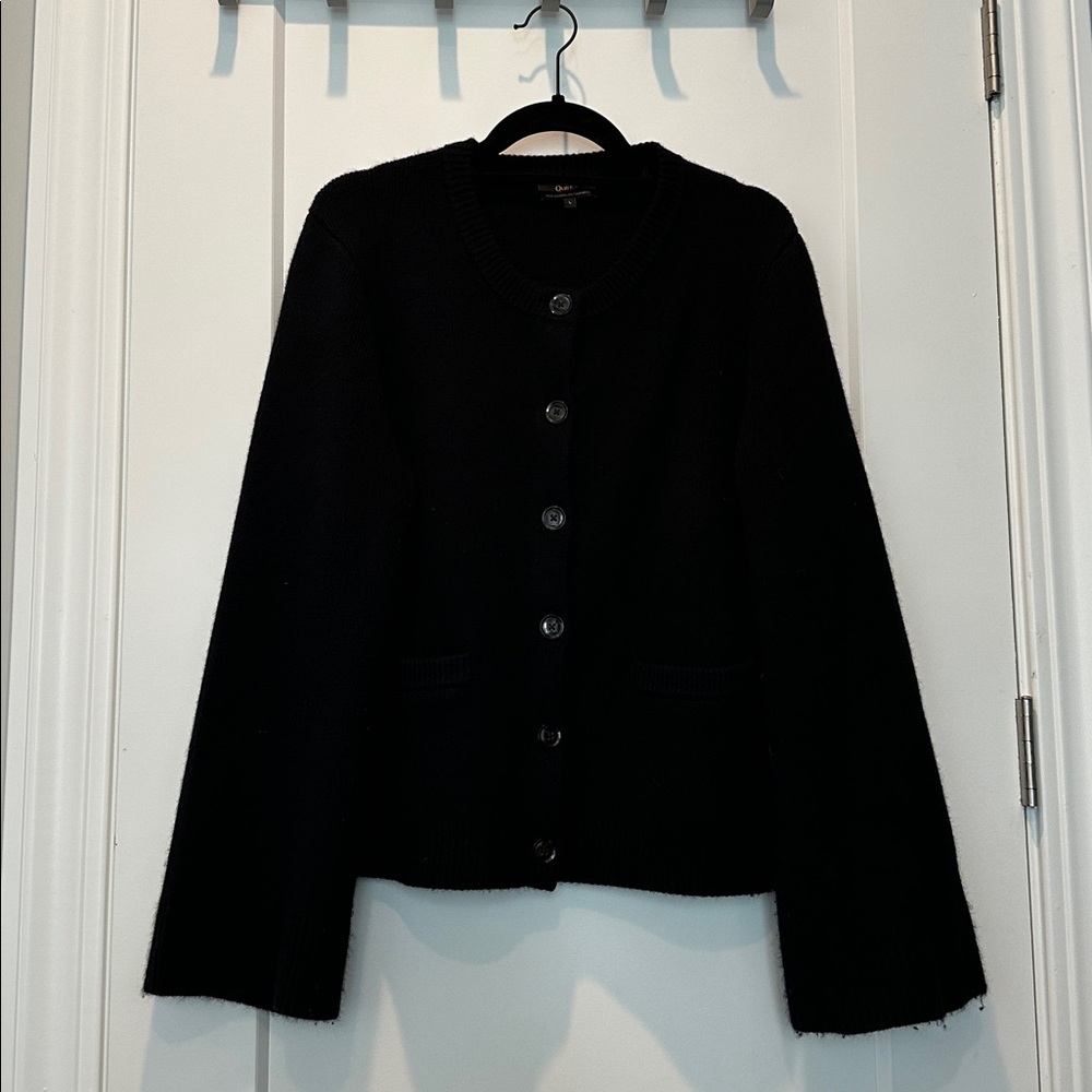 Quince Black Women's Mongolian Cashmere Cardigan - Picture 4 of 5